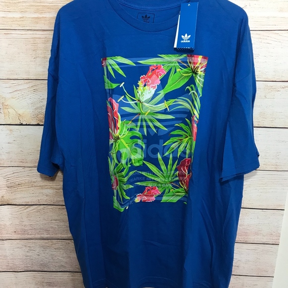 adidas blue floral shirt